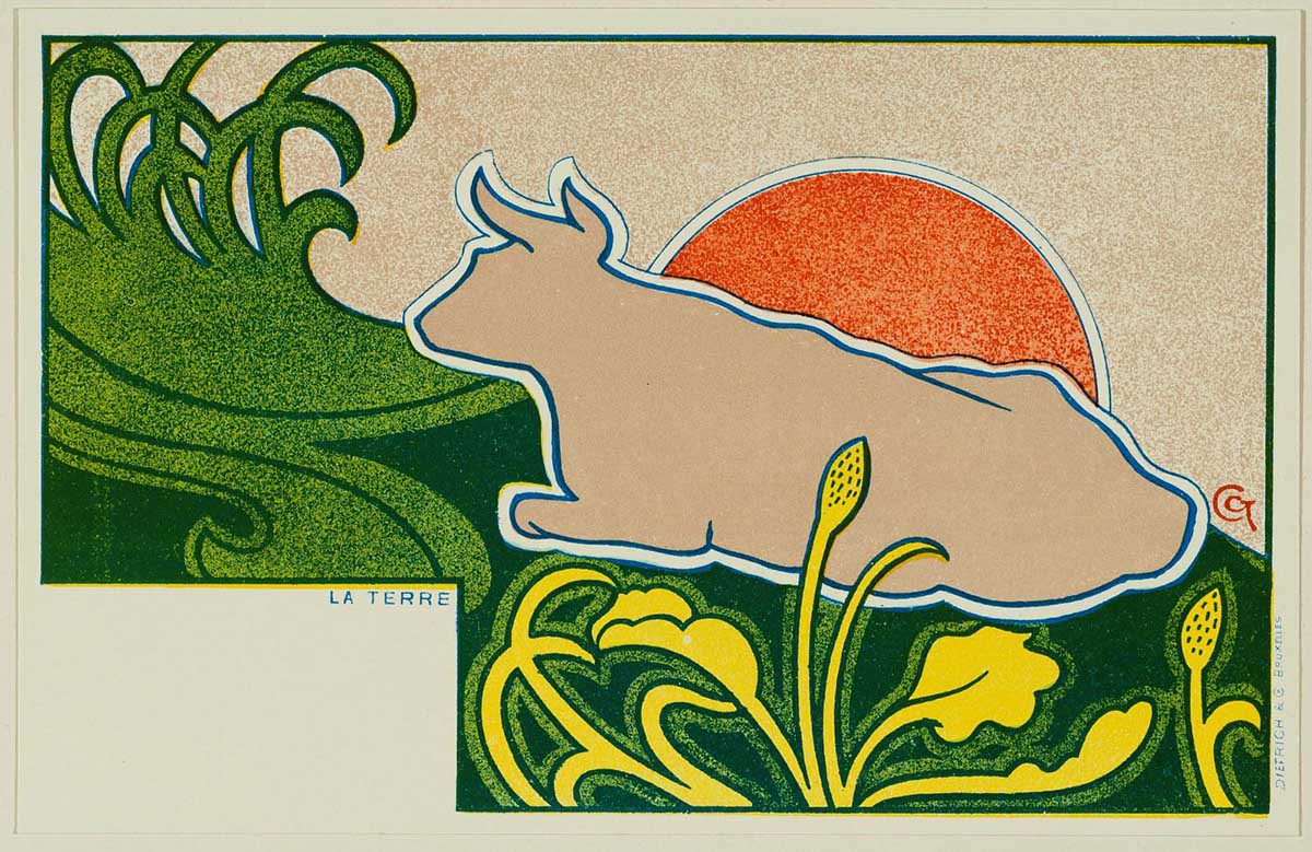 Earth element Art Nouveau postcard