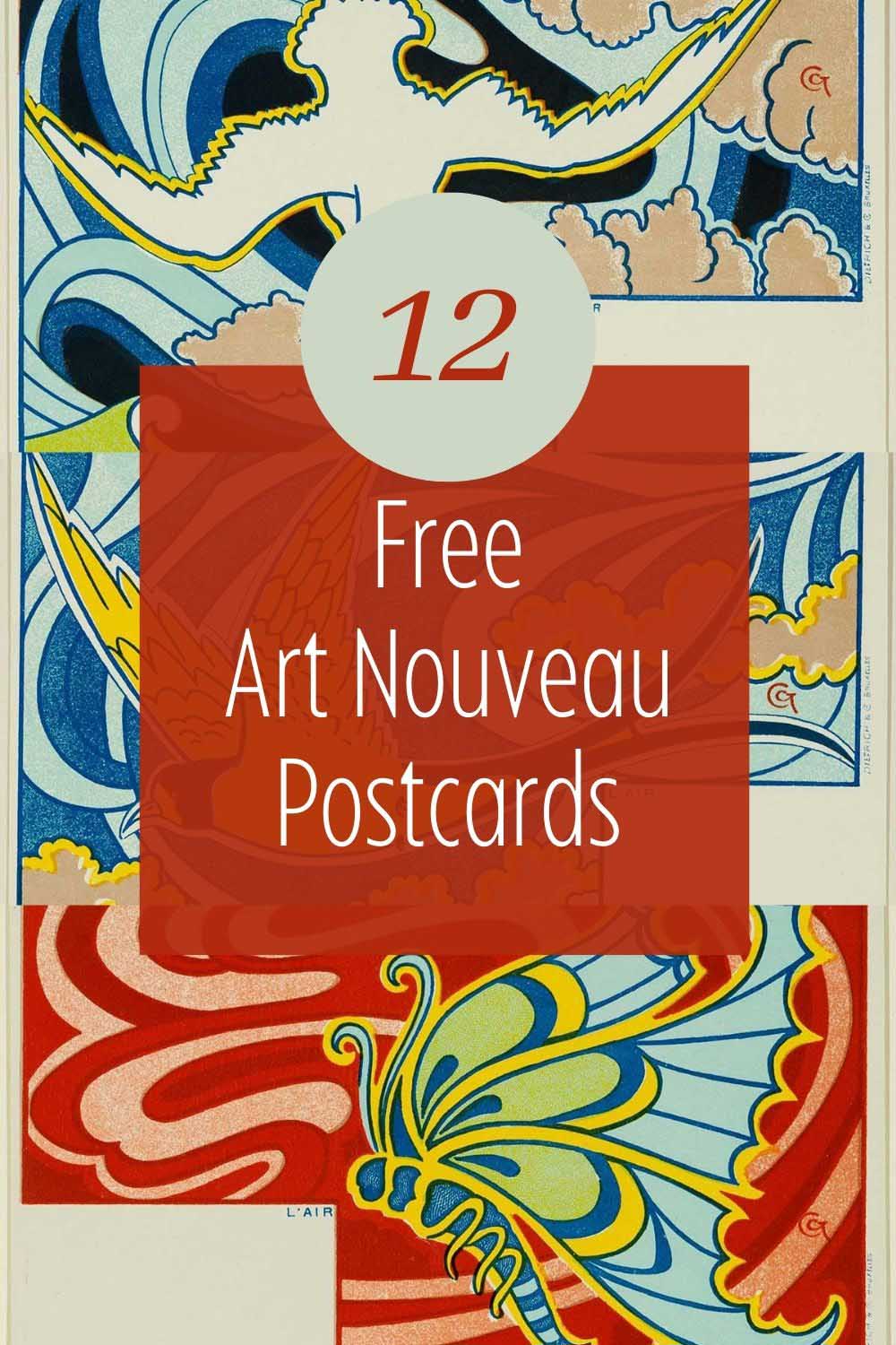 12 free art nouveau postcard pin