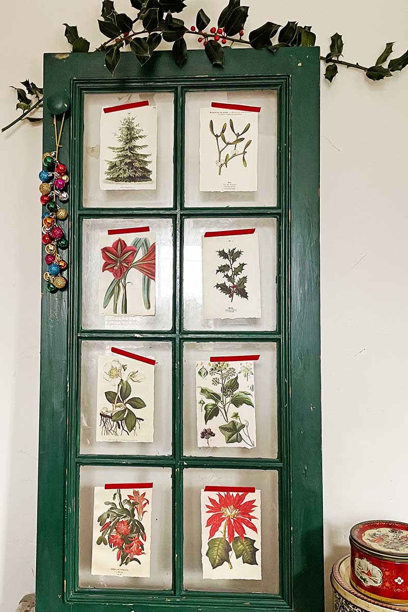 Botanical upcyced picture frame window.
