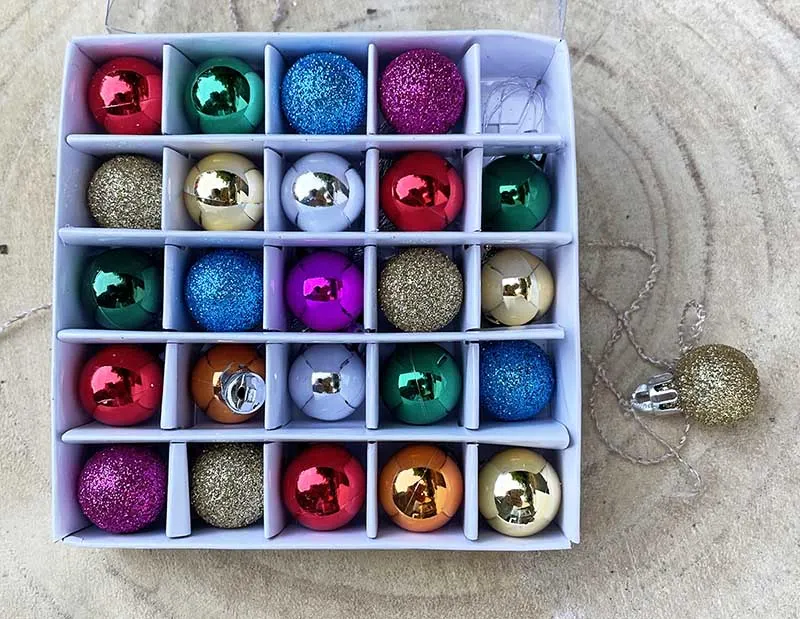 mini baubles for a hanging decoration