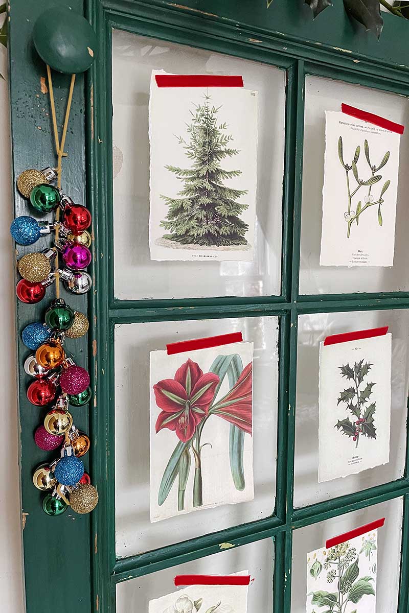 Ucycled cabinet door into Holiday Wall decoration