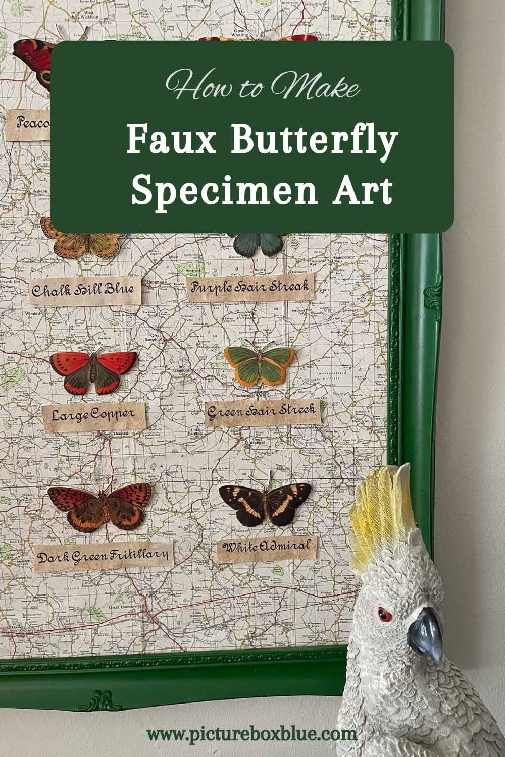 Faux butterfly specimen art