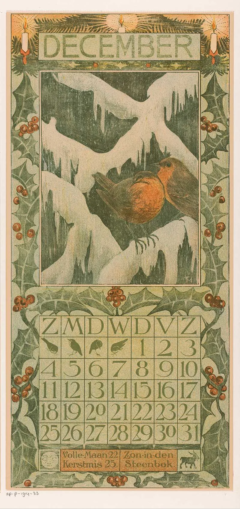Theo van Hoytema Calendar page December 1903