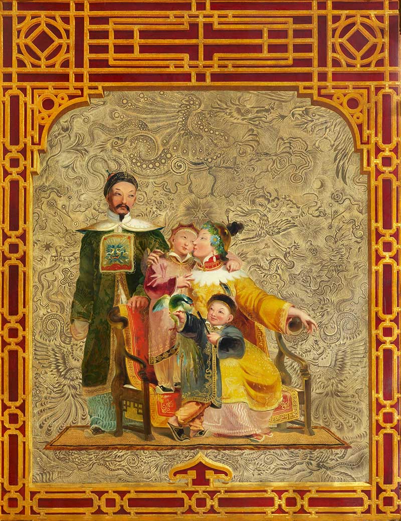 Chinoiserie panel painting four
