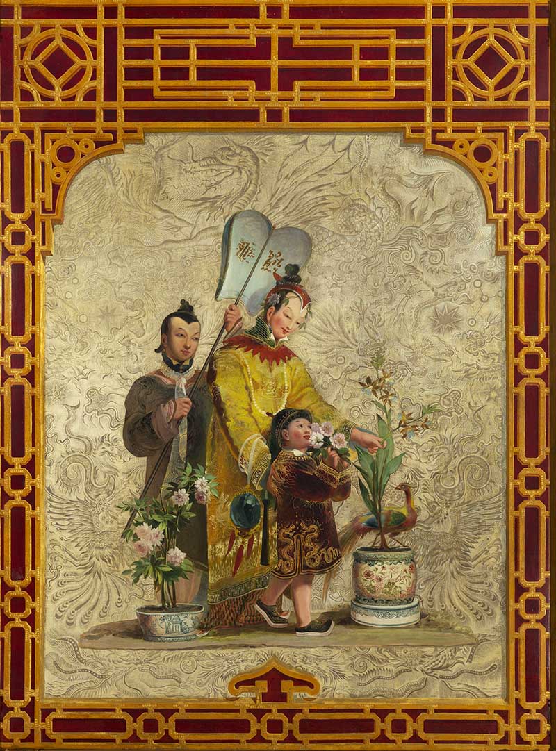 Chinoiserie wall panel painting 2