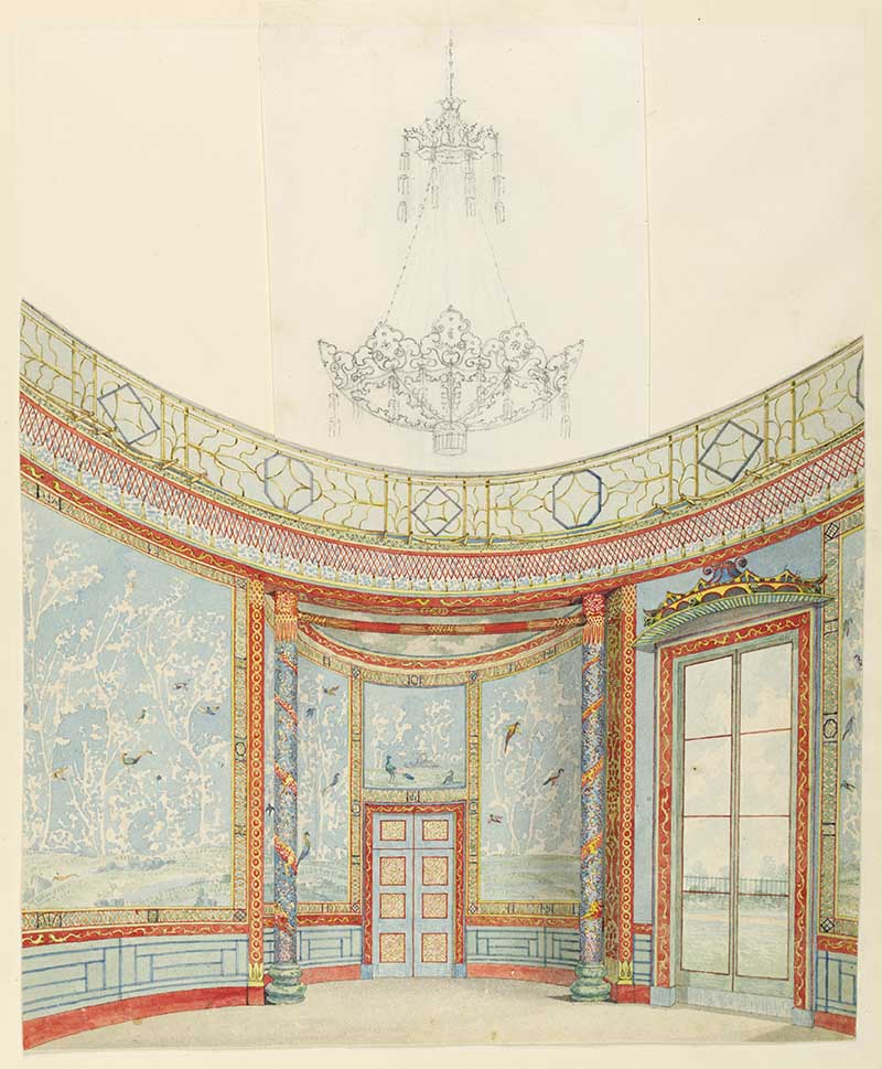 Saloon of Brighton Pavilion watercolour interior design by Frederick Crace