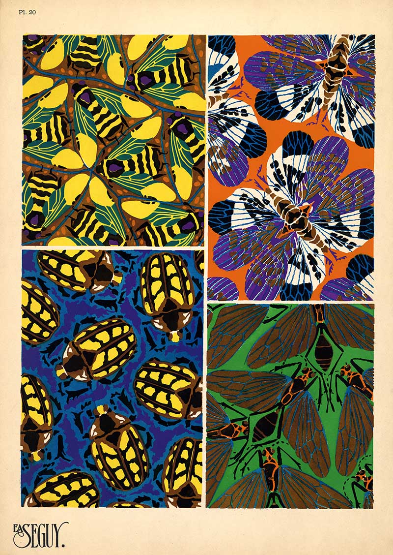 E.A. Seguy art nuveau inseect patterns of bees, butterflies and beatles.