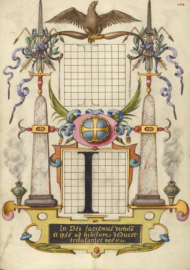 Guide for Constructing the Letter I; Joris Hoefnagel (Flemish /