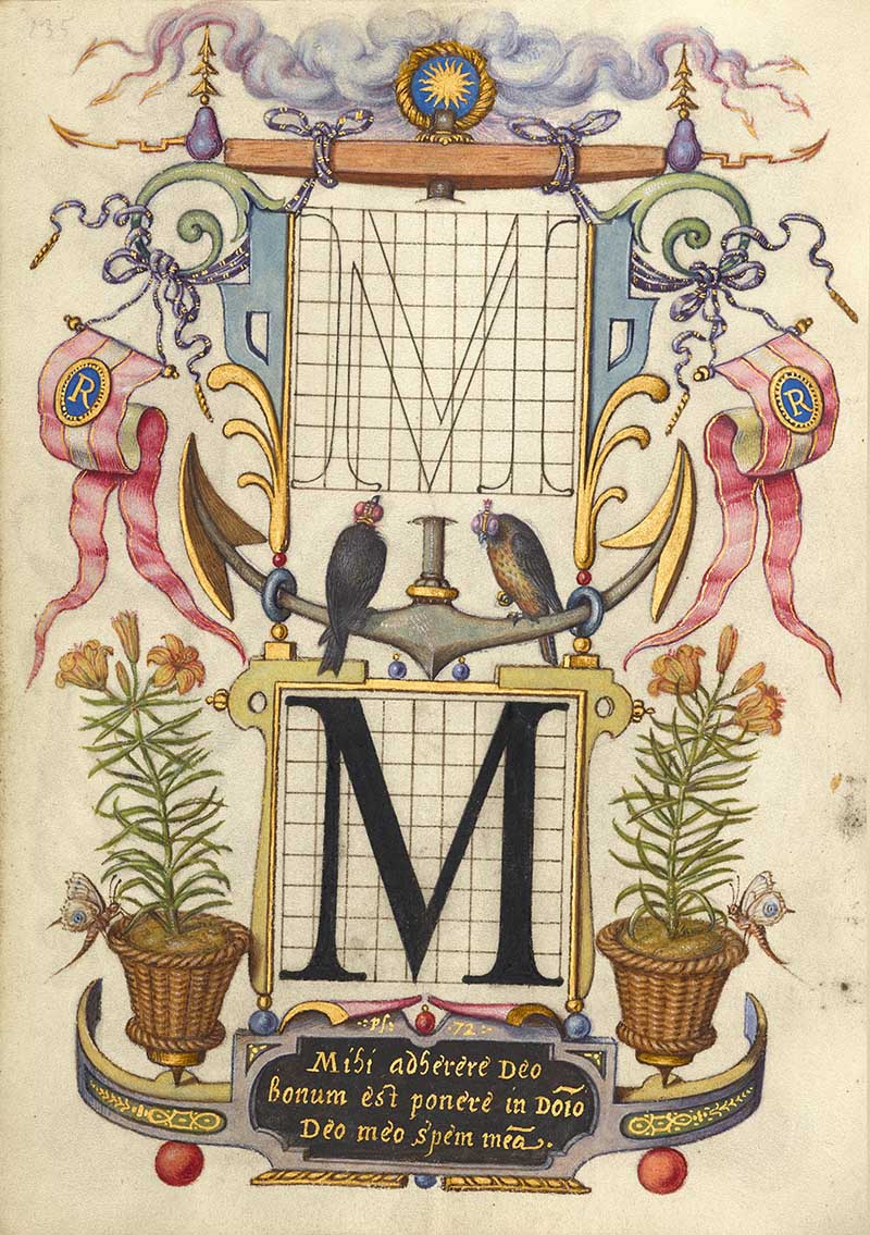 Guide for Constructing the Letter M; Joris Hoefnagel (Flemish / Hungarian, 1542 -