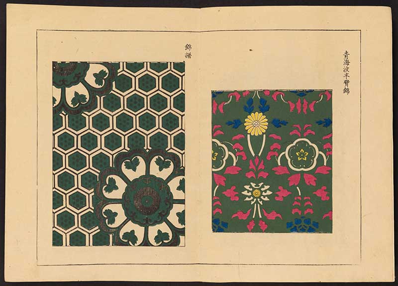 Hexagons and flower tradtional Japanese motives