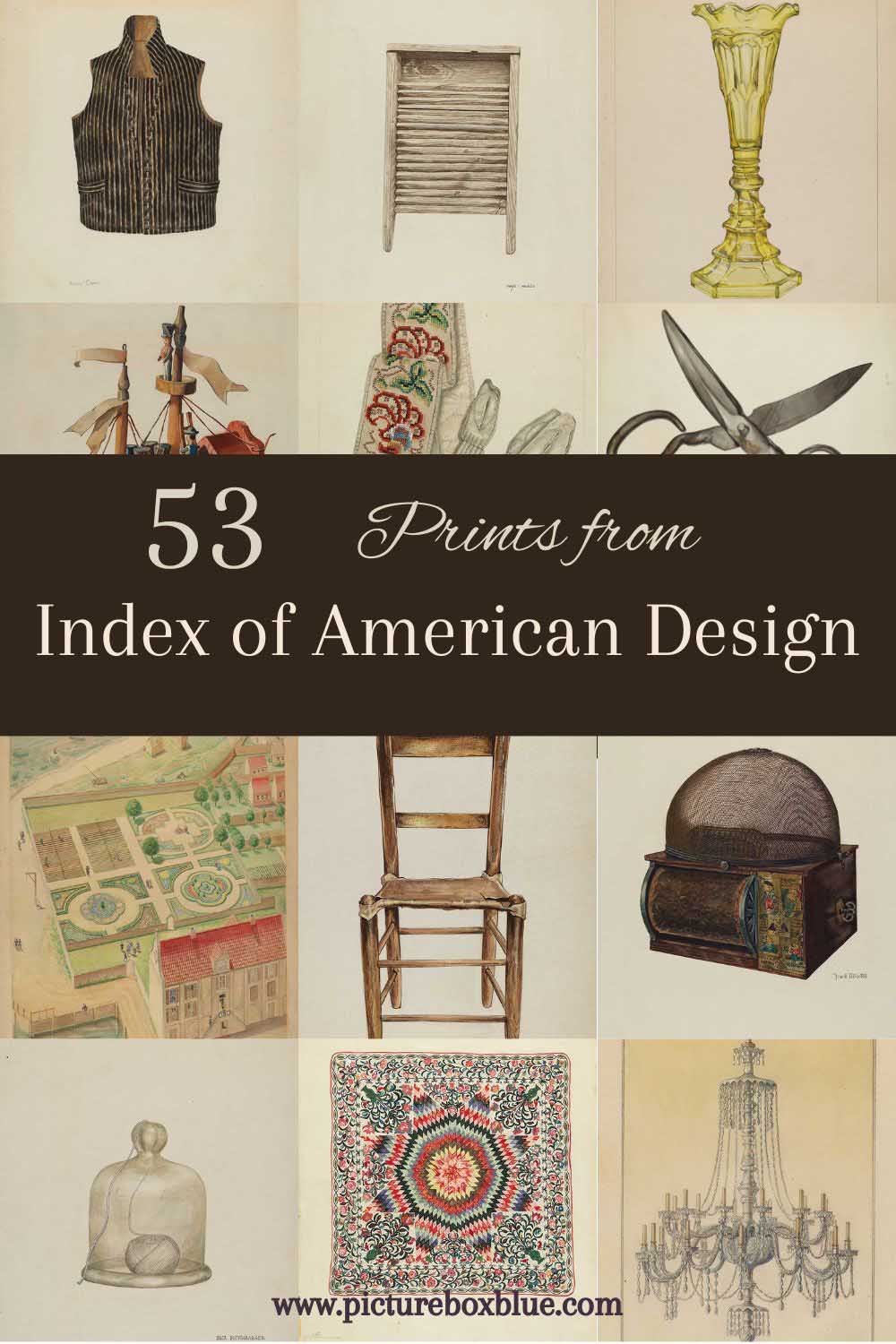 53 Public Domain prints from Index of American Design pin
