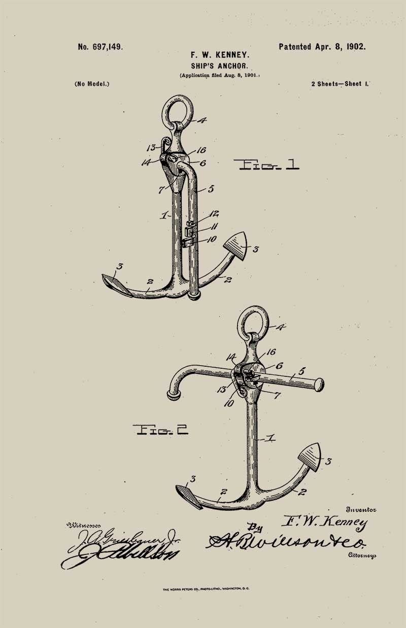 Vintage nautical images anchor patent