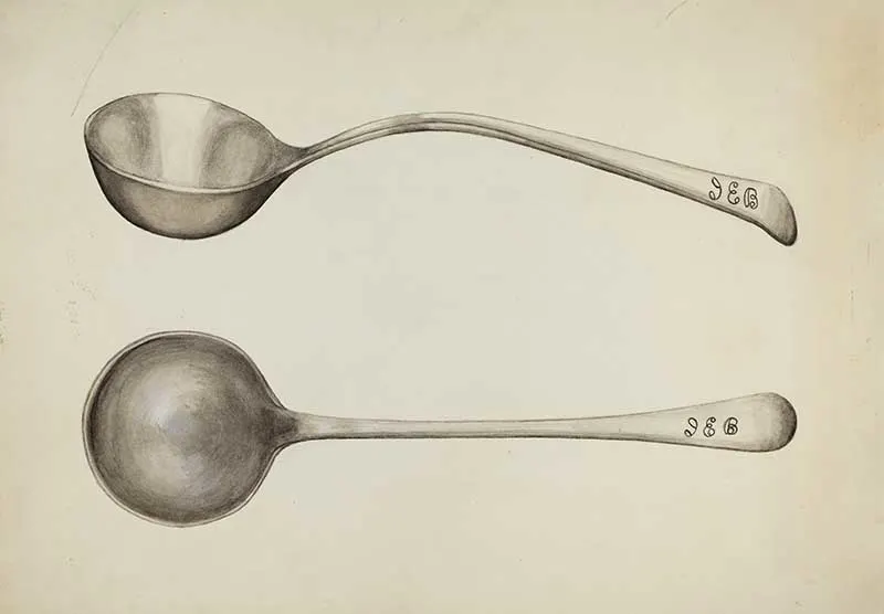 silver soup ladle from the Index of American Design 1936