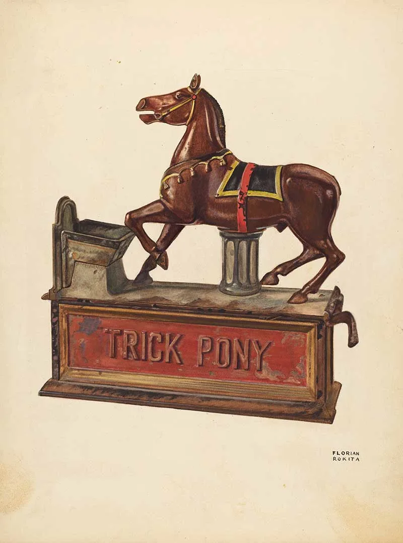 Toy Bank Trick pony American Folk Art