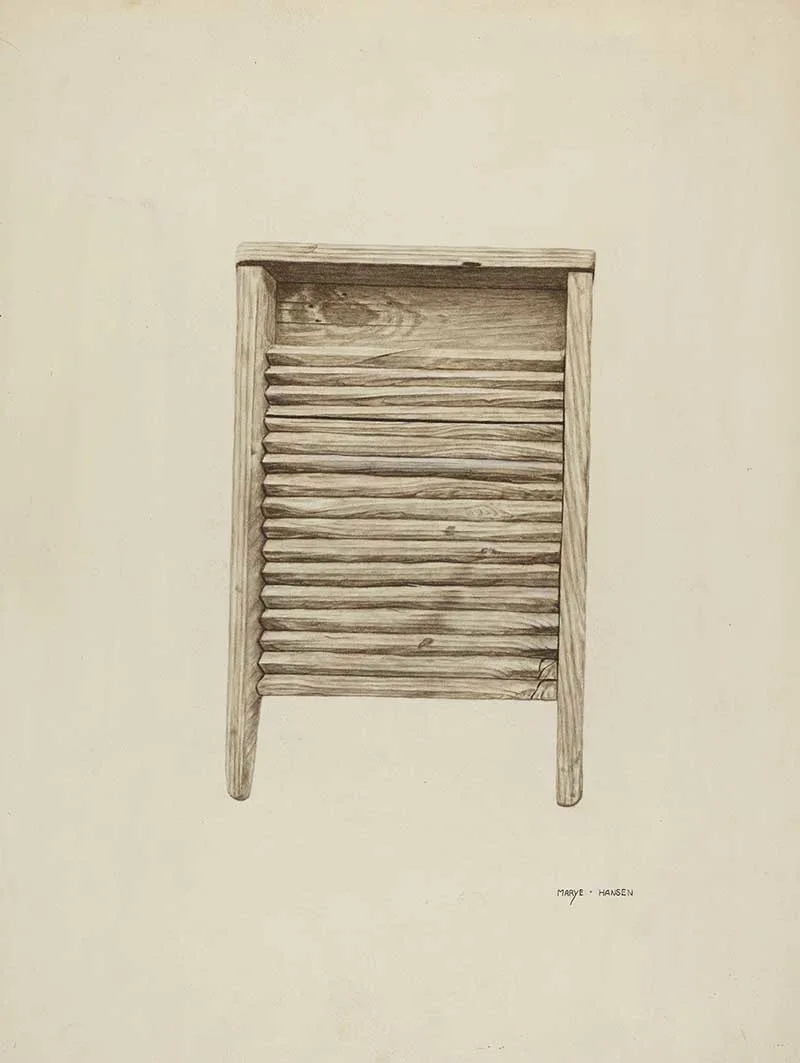 watercolour illustration of a washboard