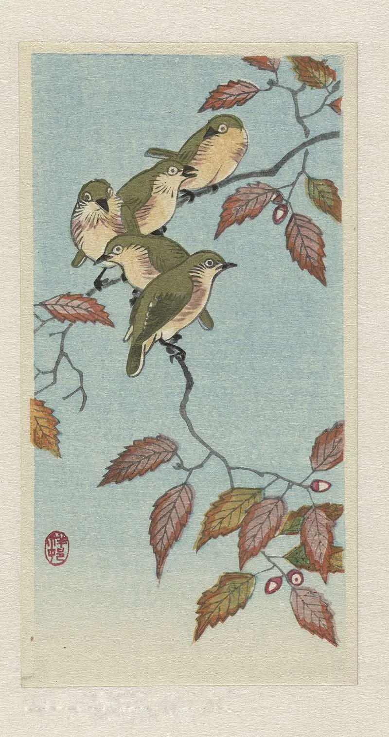 Birds on Autumn branch