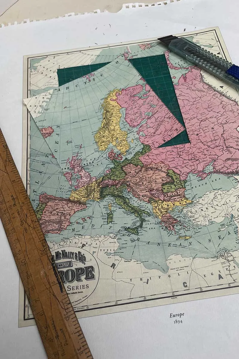 Cutting out map from an old calander