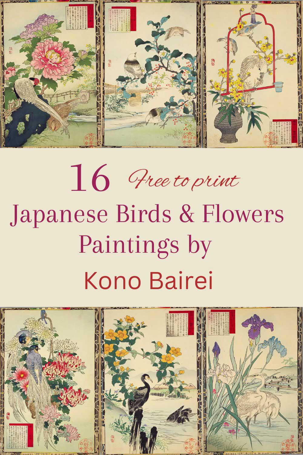 Vintage Japanese Birds and Flowers by Kono Bairei