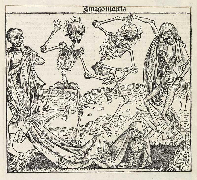 Dancing Skeletons vintage Halloween illustrations
