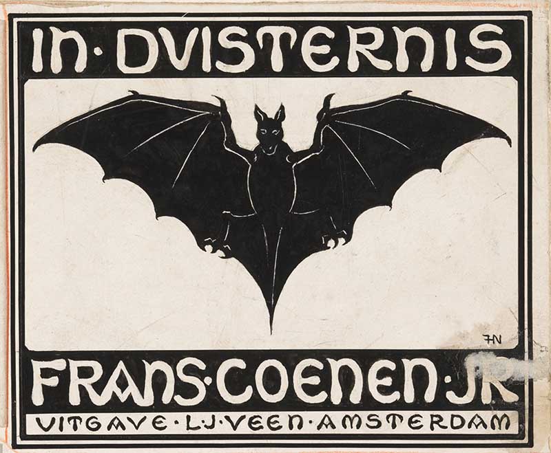 Flying black bat Halloween art in the Public Domain