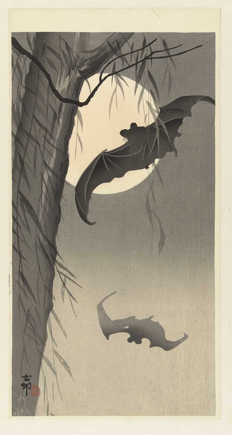 Bats in moon light Ohara Koson