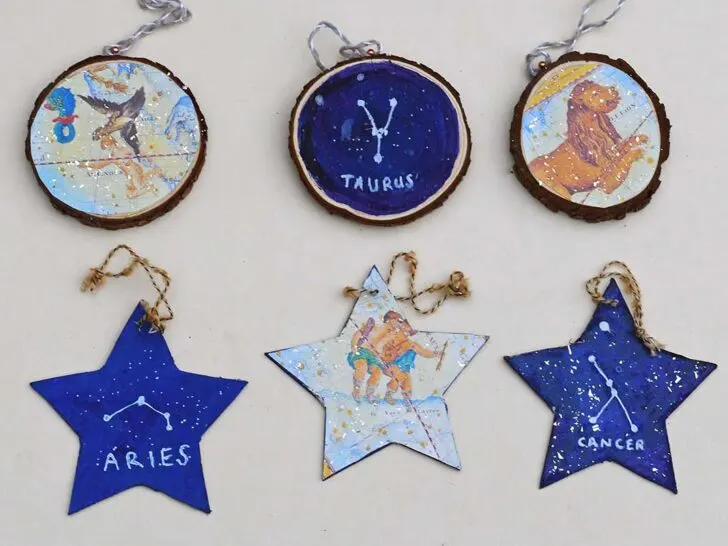 DIy Zodiac Christmas ornaments feature