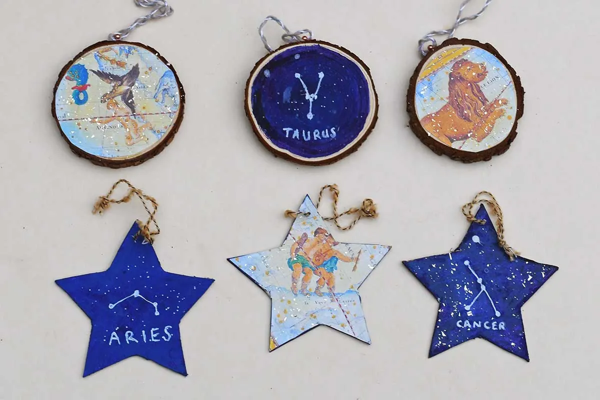 DIy Zodiac Christmas ornaments feature