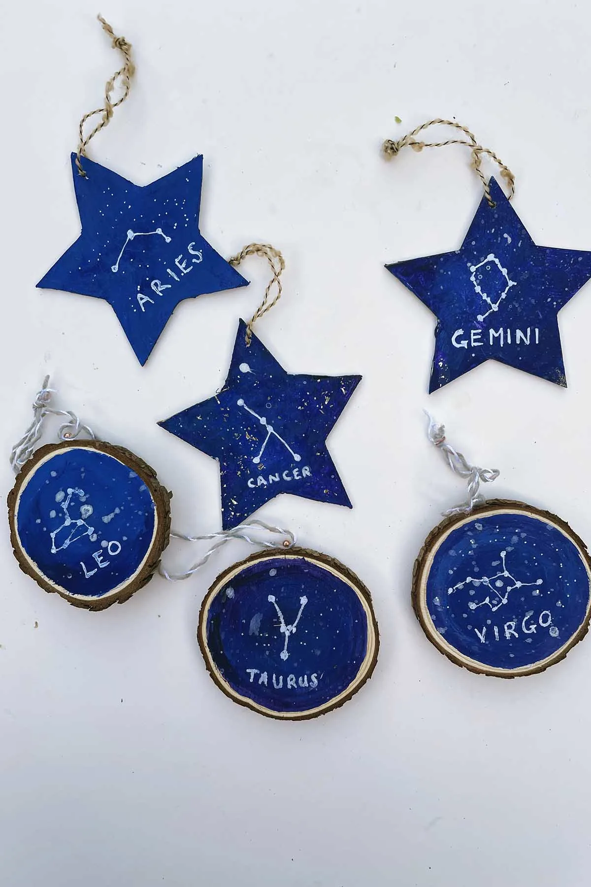 Painted constellations for the DIY zodiac Christmas ornaments