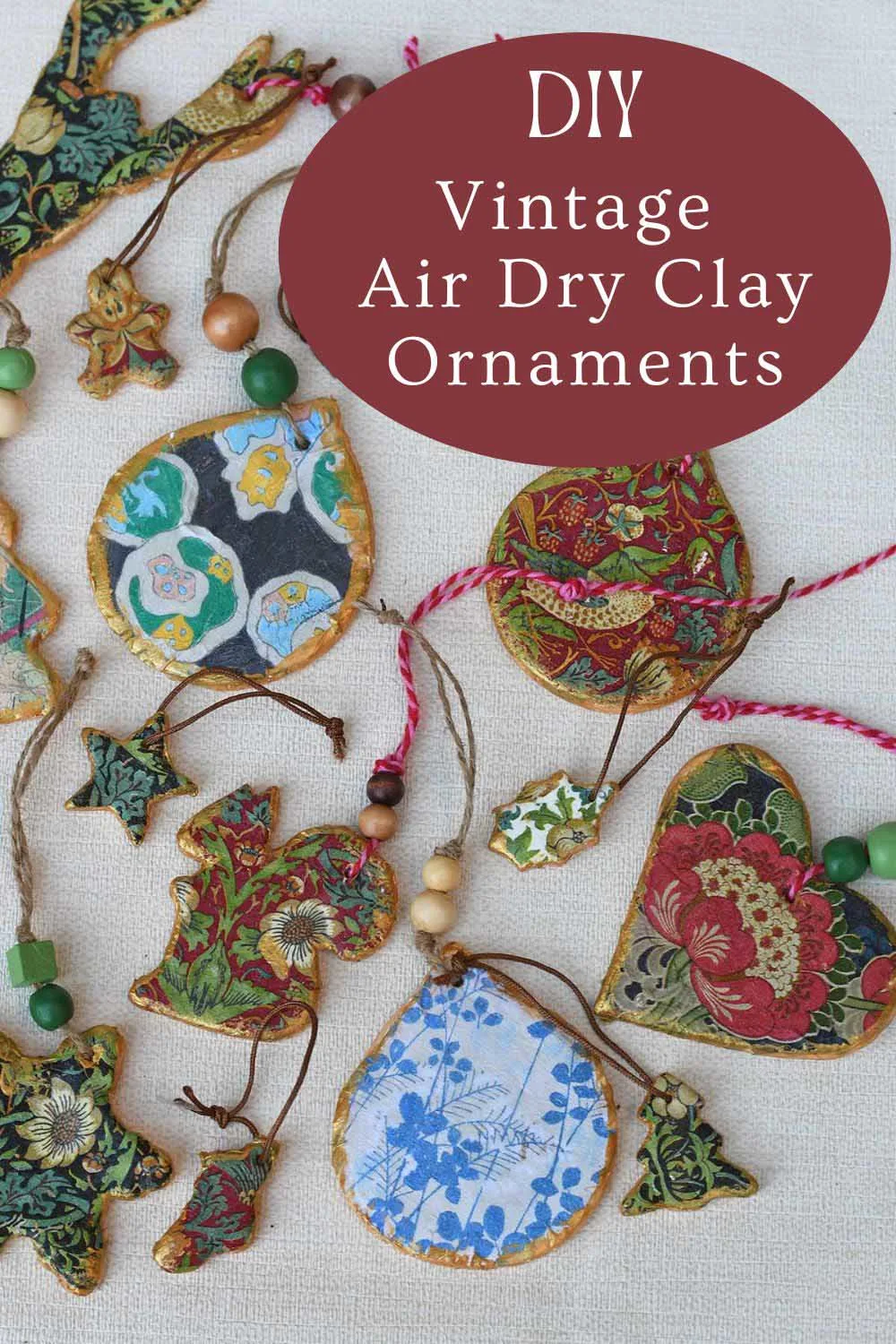 DIY vintage air dry clay ornaments pin