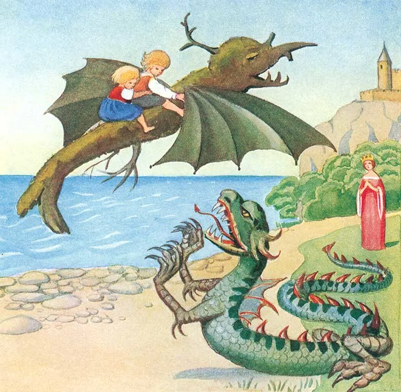European dragon fairy tale book Illustration