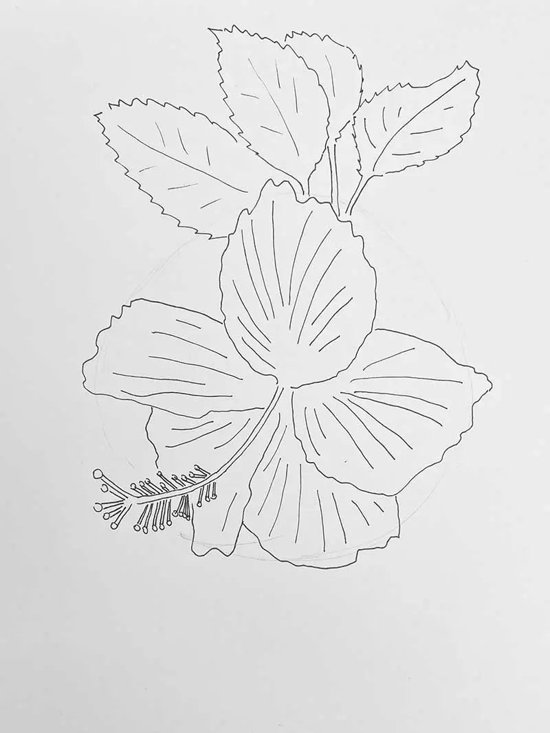 adding details to hibiscus flower