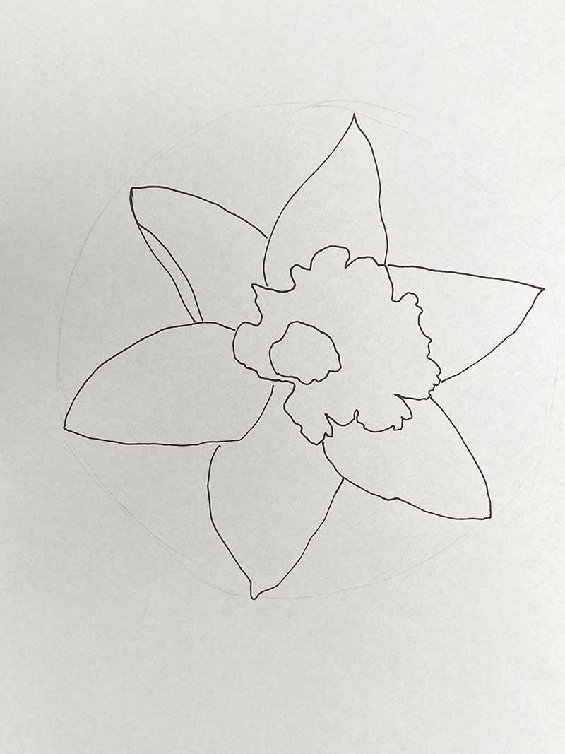 Adding the next 3 petals to the daffodil