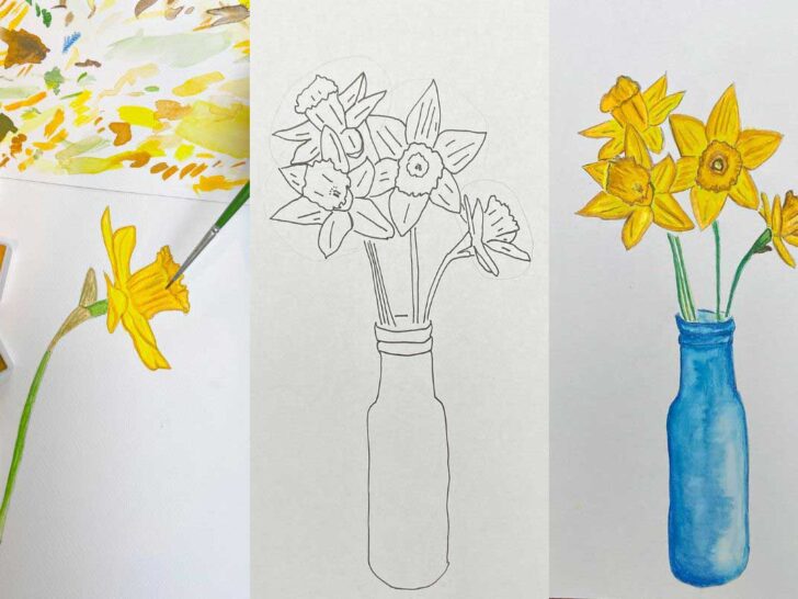 How to draw a daffodil from different angles ft