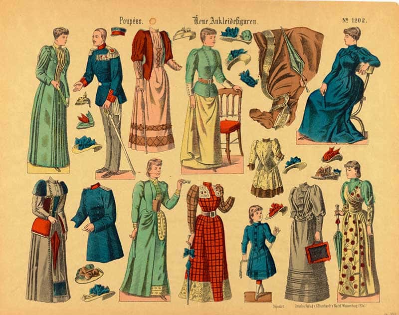 German paper dolls of ladies courting