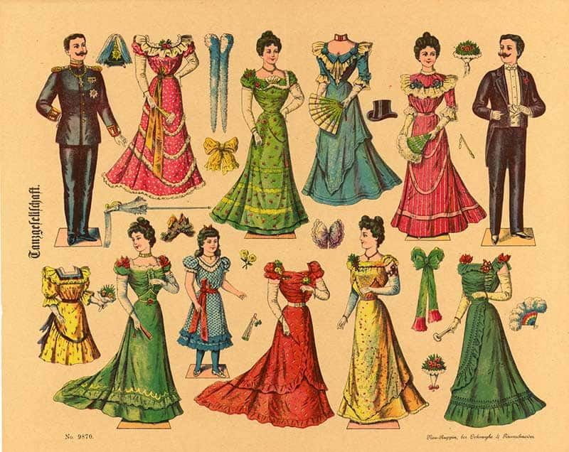 Vintage paper dolls german party wear