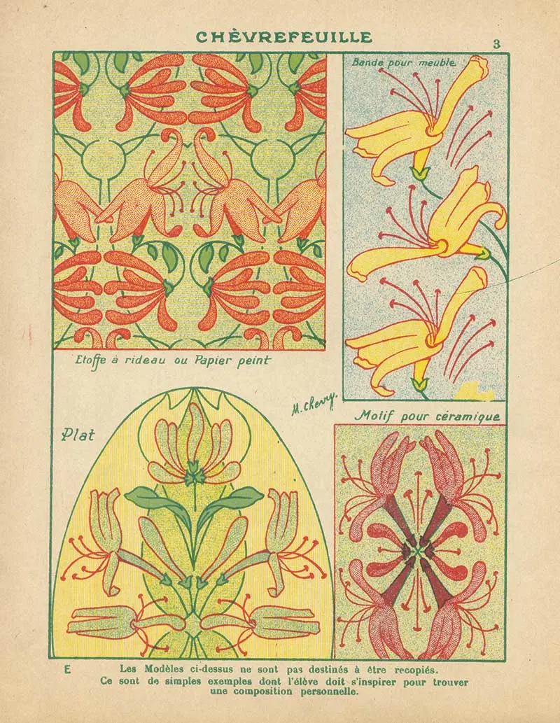 Honeysuckle Art Nouveau patterns