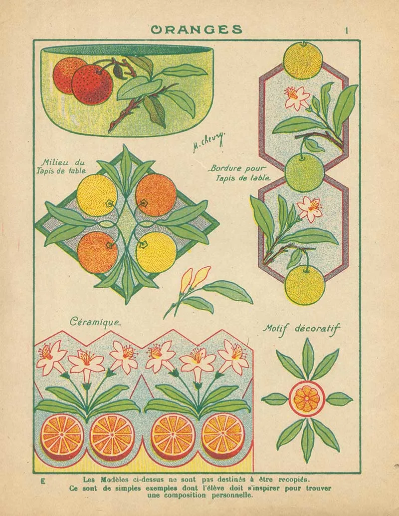 Oranges art nouveau patterns