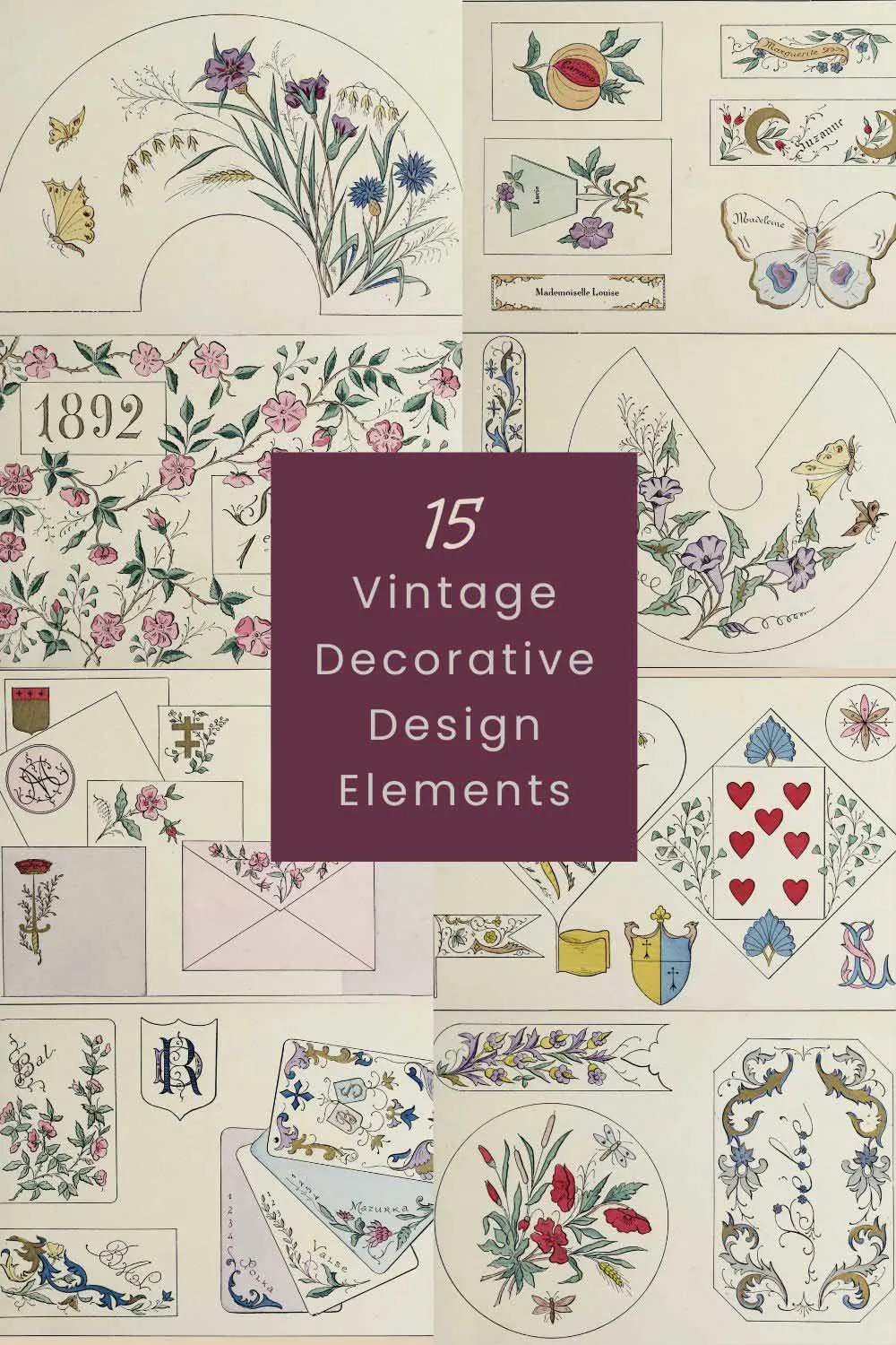 15 vitnage French Belle Époque Style art nouveau design patterns