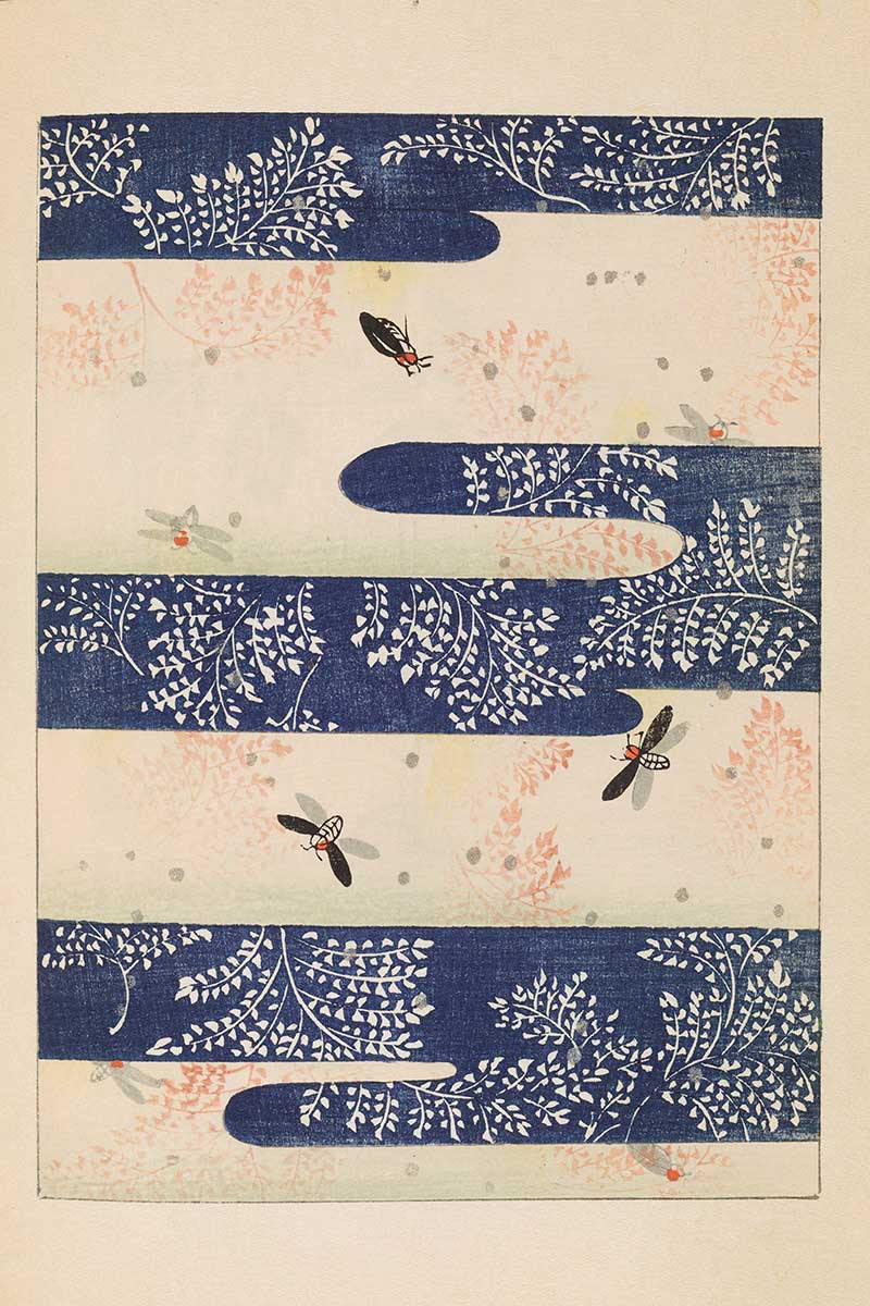 Bees and flowers Japanese graphic pattern Shin-Bijutuskai