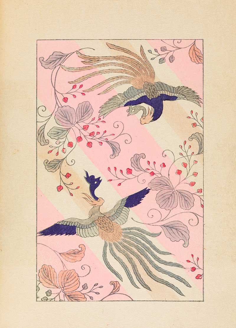 Birds on pink Japanese print from the Shin-Bijutsukai