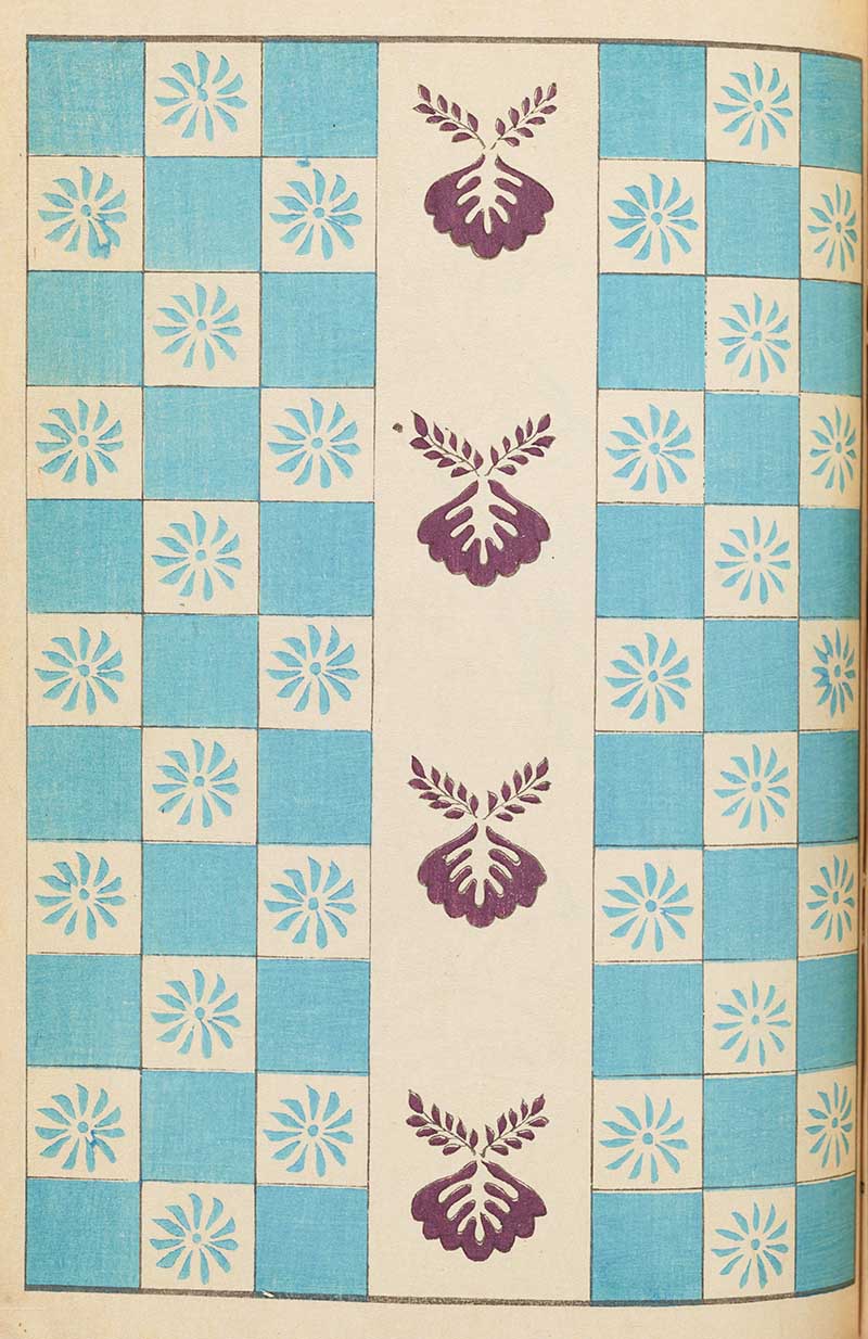 Shin-Bijutsukai blue and white check patterns with flowers