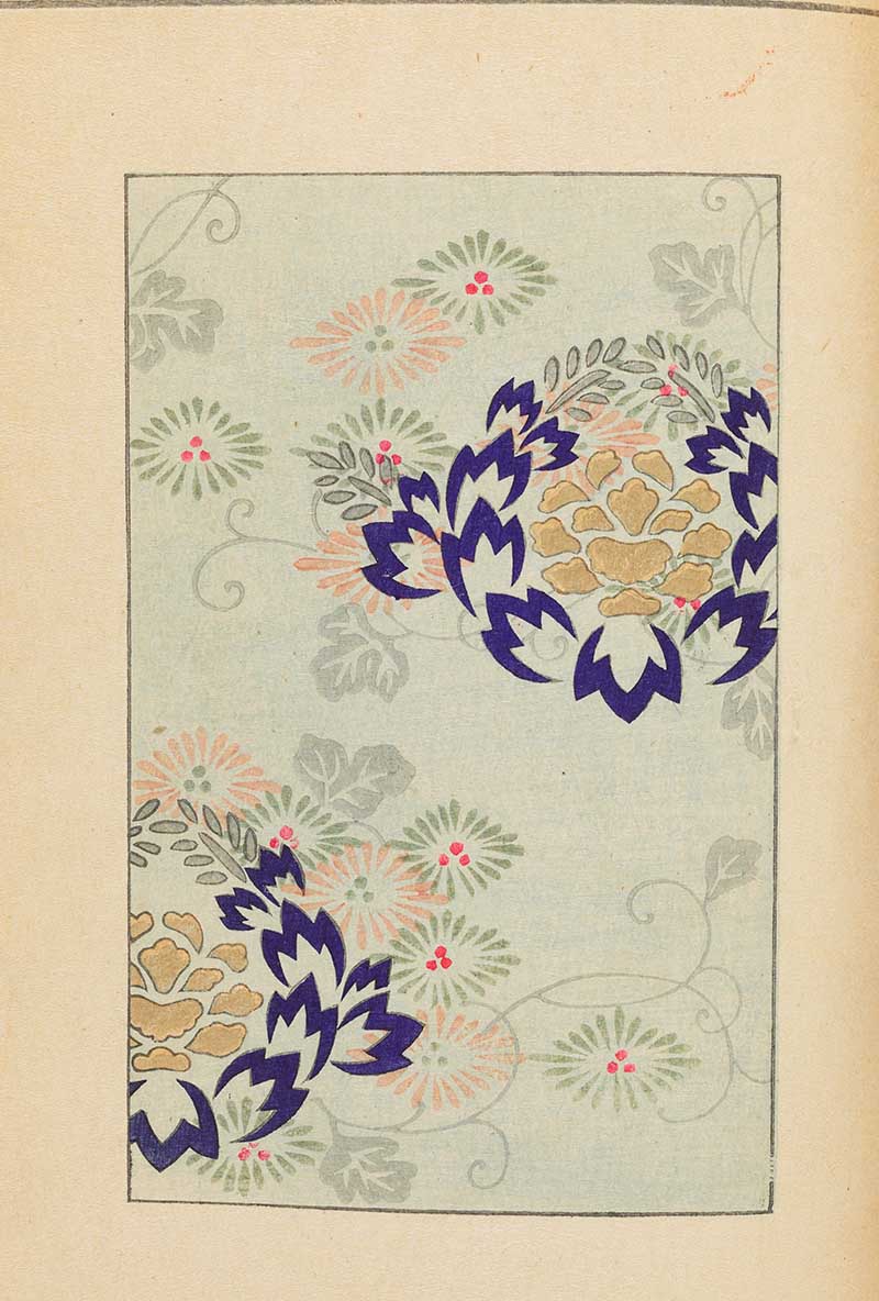 Botanical Motives vintage Japanese woodblock print