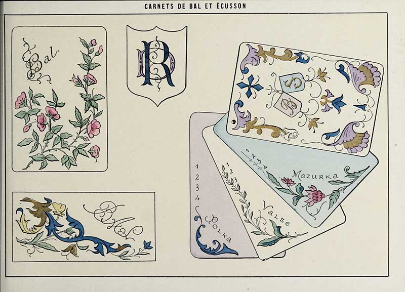 Art Nouveau French dance cards and badges