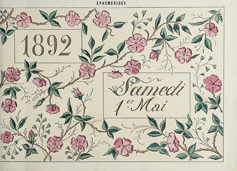 Date page vintage French Art Nouveau design pattern