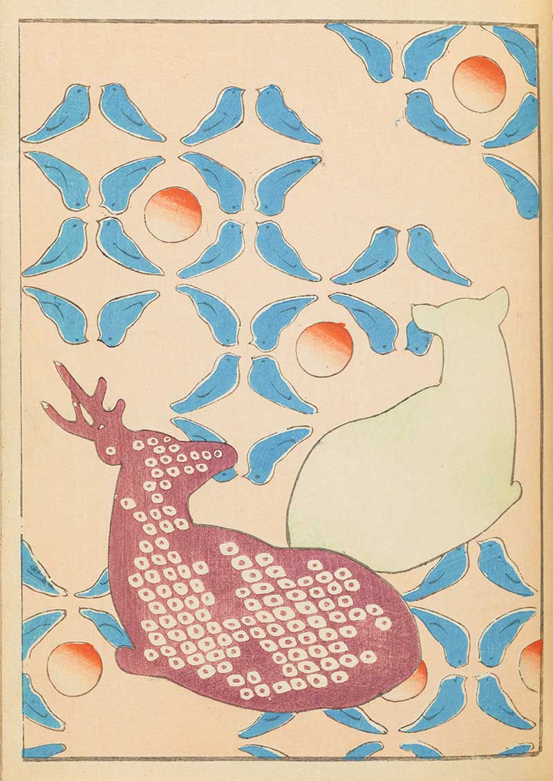 Deer and Bird Japanese graphic art print Shin Bijutsukai