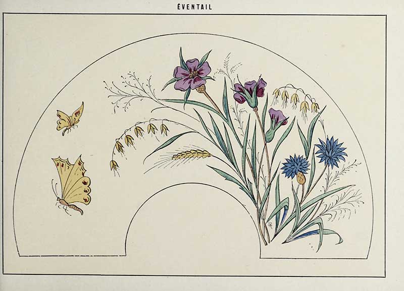Floral and butterfly fan design French art nouveau