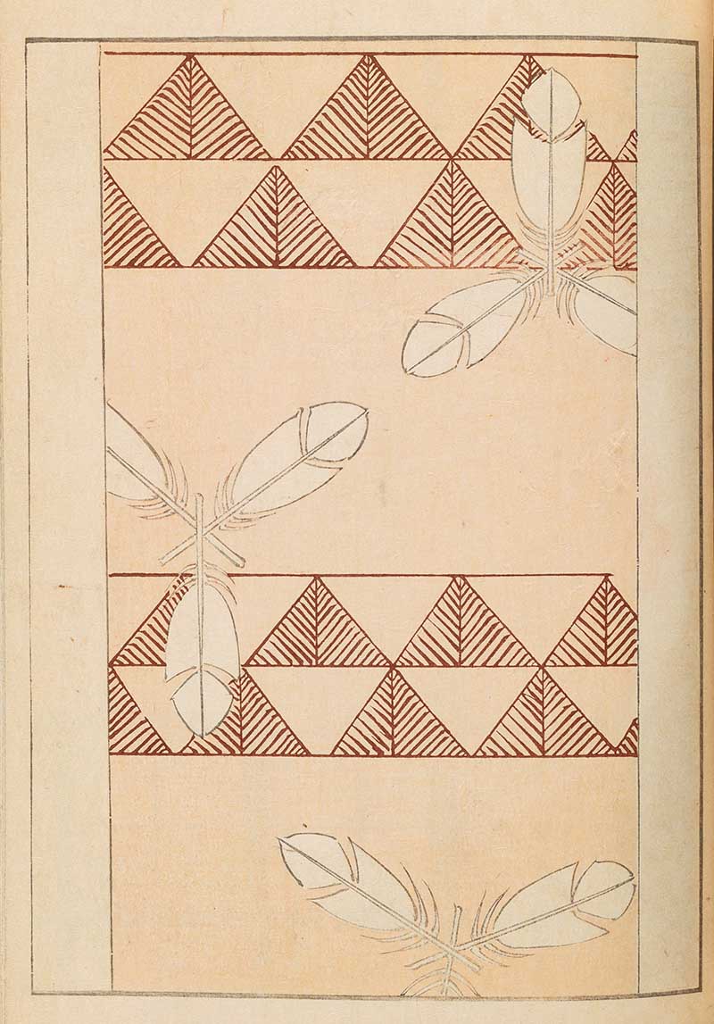 Vintage Japanese graphic pattern of feathers and arrows