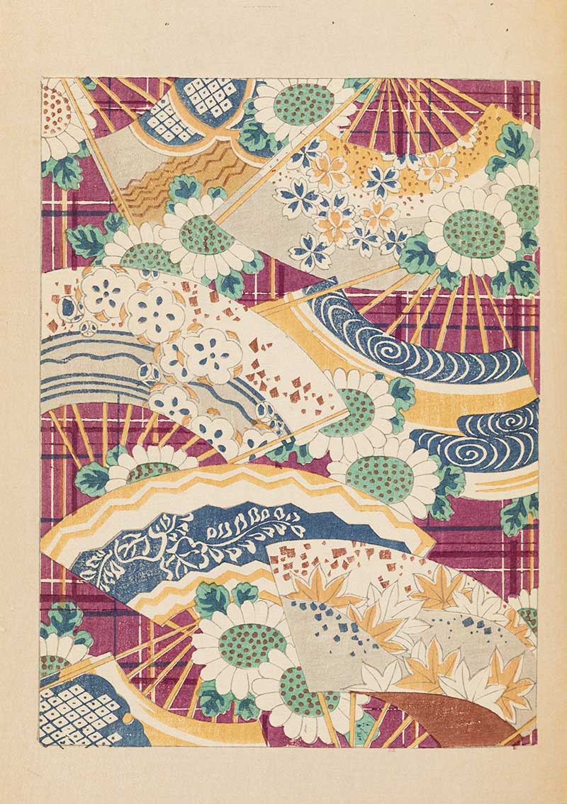 Floral fans pattern from the Shin-Bijutsukai Japanese graphic magazine