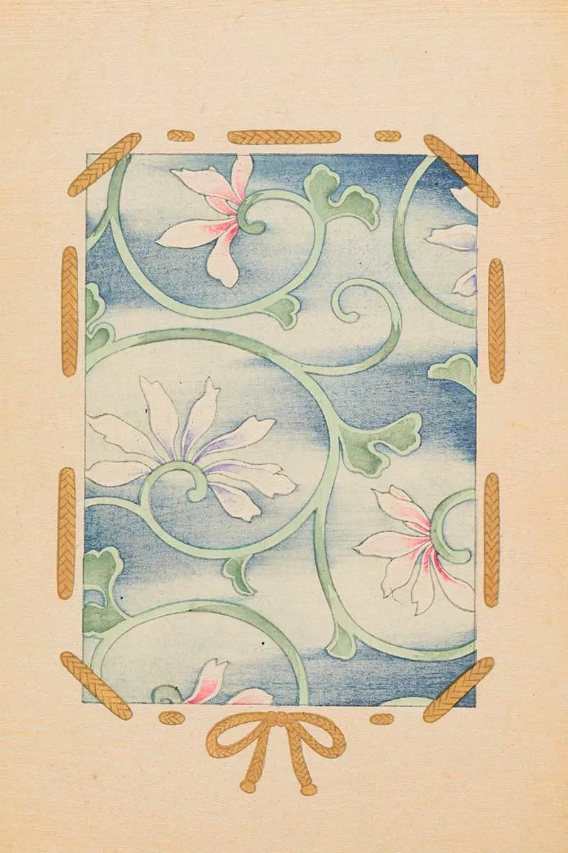 Flowers on the vine vintage Japanese woodblock print pattern
