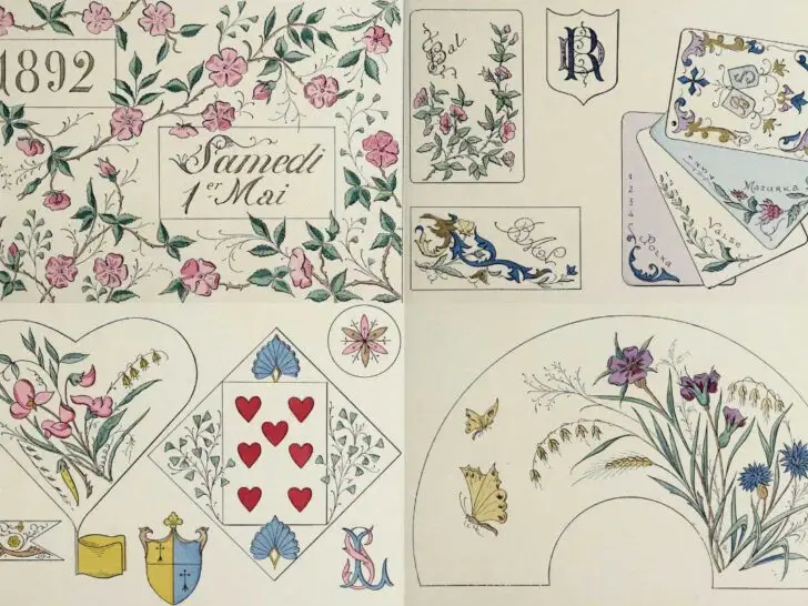 Vintage French Art Nouveau decorative designs feature